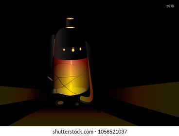Ancient lamp glow in the dark, Eps 10 vector