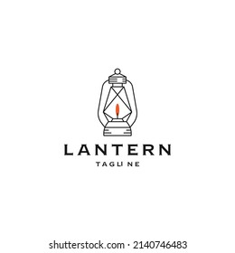 Ancient lamp of lantern line logo icon design template