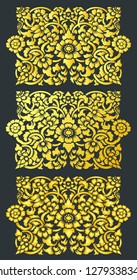 Ancient Lanna (Northern Thai) art painting that can be found from Northern Thai temple's wall, pillar, Buddhist Manuscript literature chest. Most of them contain flowers and leaves with golden color.