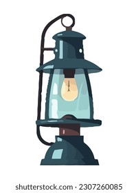 Ancient lantern illuminates equipment icon isolated