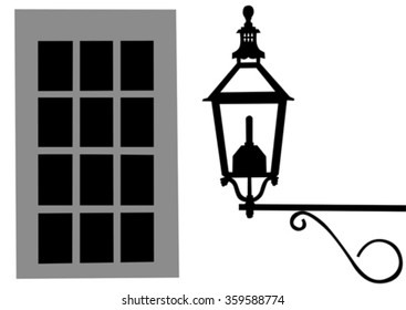 Ancient lantern and window on a white background