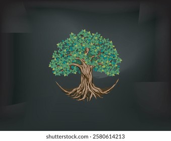 ancient largest tree , banyan tree, tree root