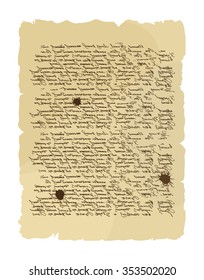 Ancient letter. Archaic order. Abstract messy handwriting. Old mint order paper. Very old document.
