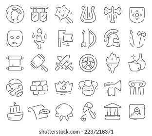 Ancient line icons collection. Thin outline icons pack. Vector illustration eps10