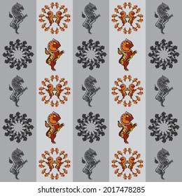 ANCIENT LION DESIGNERY WALLPAPER DESIGN FOR DECAL PRINTING, FABRIC CLOTH PRINTING, DIGITAL WALLPAPER, CULTURAL BACKDROP PRINTING FOR EVENTS ETC...,