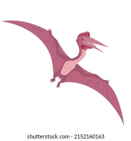 The ancient lizard pterosaur Predatory dinosaur of the Jurassic period. Prehistoric flying pangolin. Big wings. Vector cartoon illustration