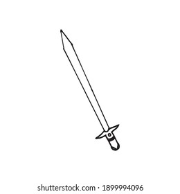 Ancient Longsword Weapon Icon: Illustration showcasing a classic longsword, perfect for historical presentations, weapon collections, and medieval-themed graphics