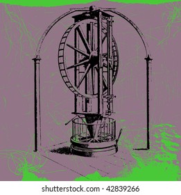 ancient machine. Vector grunge picture