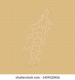 Ancient Madagascar map old paper background with space for text. Vector illustration EPS10.