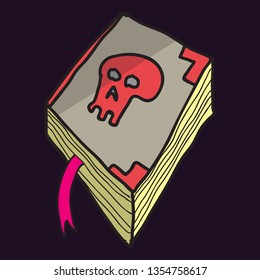 Ancient magic book with alchemy recipes and mystic spells and enchantments, dusty old pages and mysterious cover,