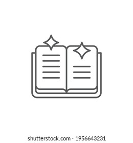 Ancient magic book with alchemy recipes and mystic spells and enchantments icon isolated on white background. Vector Illustration