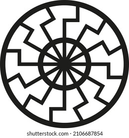 Ancient magic rune of Scandinavian and Germanic mythology black sun vector illustration