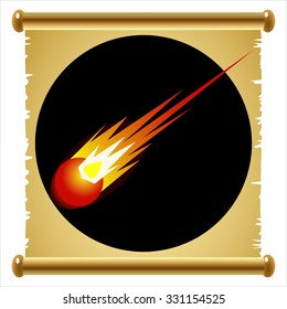 ancient magic scroll of fireball from old paper