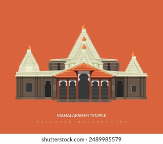 Ancient - Mahalakshmi Tempel, Kolhapur - Stock Illustration als EPS 10 Datei