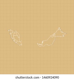 Ancient Malaysia map old paper background with space for text. Vector illustration EPS10.