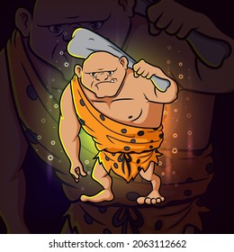 Der alte Mann mit dem Knochenstreuz unterstützt Maskottdesign der Illustration