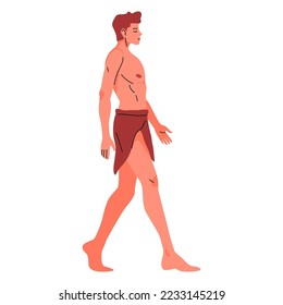 Concepto de personaje masculino antiguo de Caveman, Tribe y Edad de Piedra, vector plano