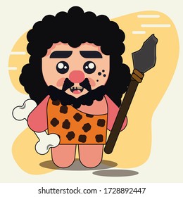 The ancient man cute cartoon vector illustration.eps