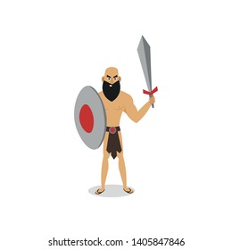 Ancient man gladiator ready to fight, stay strong