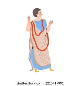 Ancient Man Roman Character as Cultural Ethnicity or Nationality from Classical Antiquity Vector Illustration