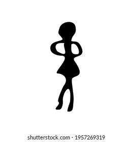 Ancient man, woman. Drawings of primitive people on stone. Illustration in ethnic style.