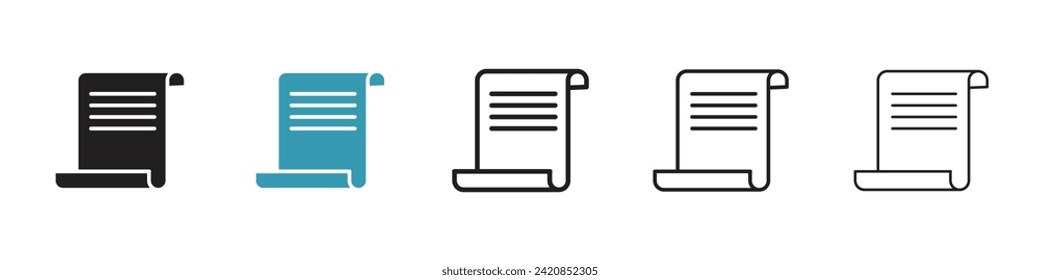 Ancient Manuscript Vector Icon Set. Historical Scroll Document Vector Symbol for UI Design.