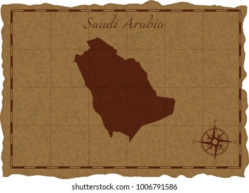 Ancient Map Saudi Arabia Silhouette On Stock Vector (Royalty Free