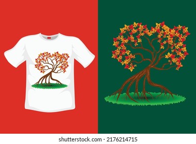 Ancient maple vector illustration, go green concept  for t-shirt design