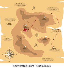 Ancient Maps Flat Vector Illustration 