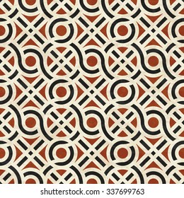 Ancient marble floor, abstract geometric interlace pattern, textured seamless vector illustration