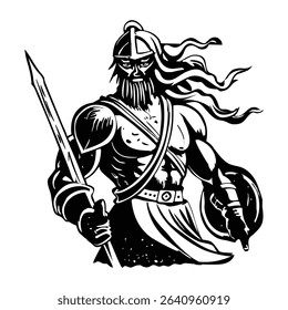 Ancient mars god illustration in vintage style