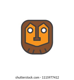Ancient mask filled outline icon, line vector sign, linear colorful pictogram isolated on white. Prehistoric mask Symbol, logo illustration. Pixel perfect vector graphics