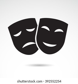 Ancient mask icon isolated on white background. Vector art.