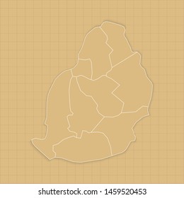 Ancient Mauritius map old paper background with space for text. Vector illustration EPS10.