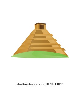 ancient maya pyramid with temple on top travel icon image white background vector illustration