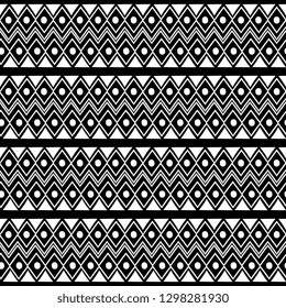 ancient maya tribal ethnic seamless pattern with black and white color vector illustration for fashion textile print and wrapping