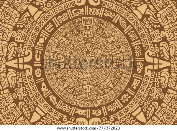 Ancient Mayan Calendar Images Characters Ancient Stock Vector (Royalty ...