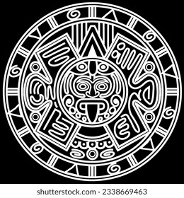 Ancient Mayan calendar stylized image vector illustration.