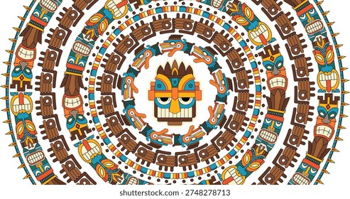 Ancient Mayan Civilization. Old school tattoo collection. Maya, Aztecs, Incas. Sunstone, pyramids, glyphs, Kukulkan. Ancient Mexican mesoamerican culture. Vintage traditional tattoo style