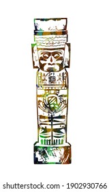 Ancient Mayan figurine. Vector illustration