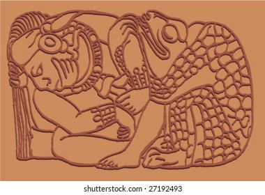 Ancient Mayan Indians Carving