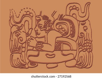 Ancient Mayan Indians Carving