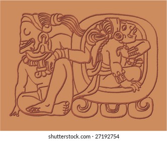 Ancient Mayan Indians Carving