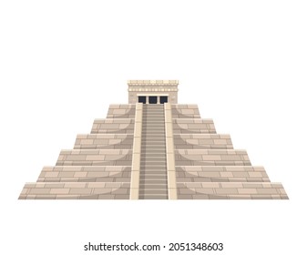 Ancient mayan pyramid cartoon icon on white background vector illustration