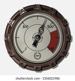 Ancient measuring device in the style of steampunk vector