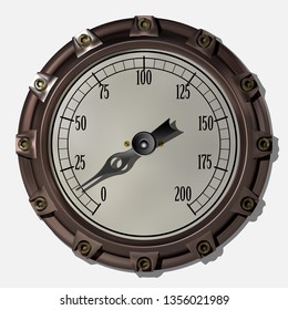 Ancient measuring device in the style of steampunk vector