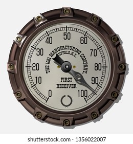 Ancient measuring device in the style of steampunk vector