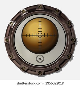 Ancient measuring device in the style of steampunk vector