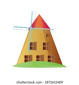 ancient medieval building windmill icon image white background vector illustration