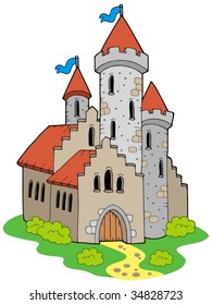 Ancient medieval castle - vector illustration.